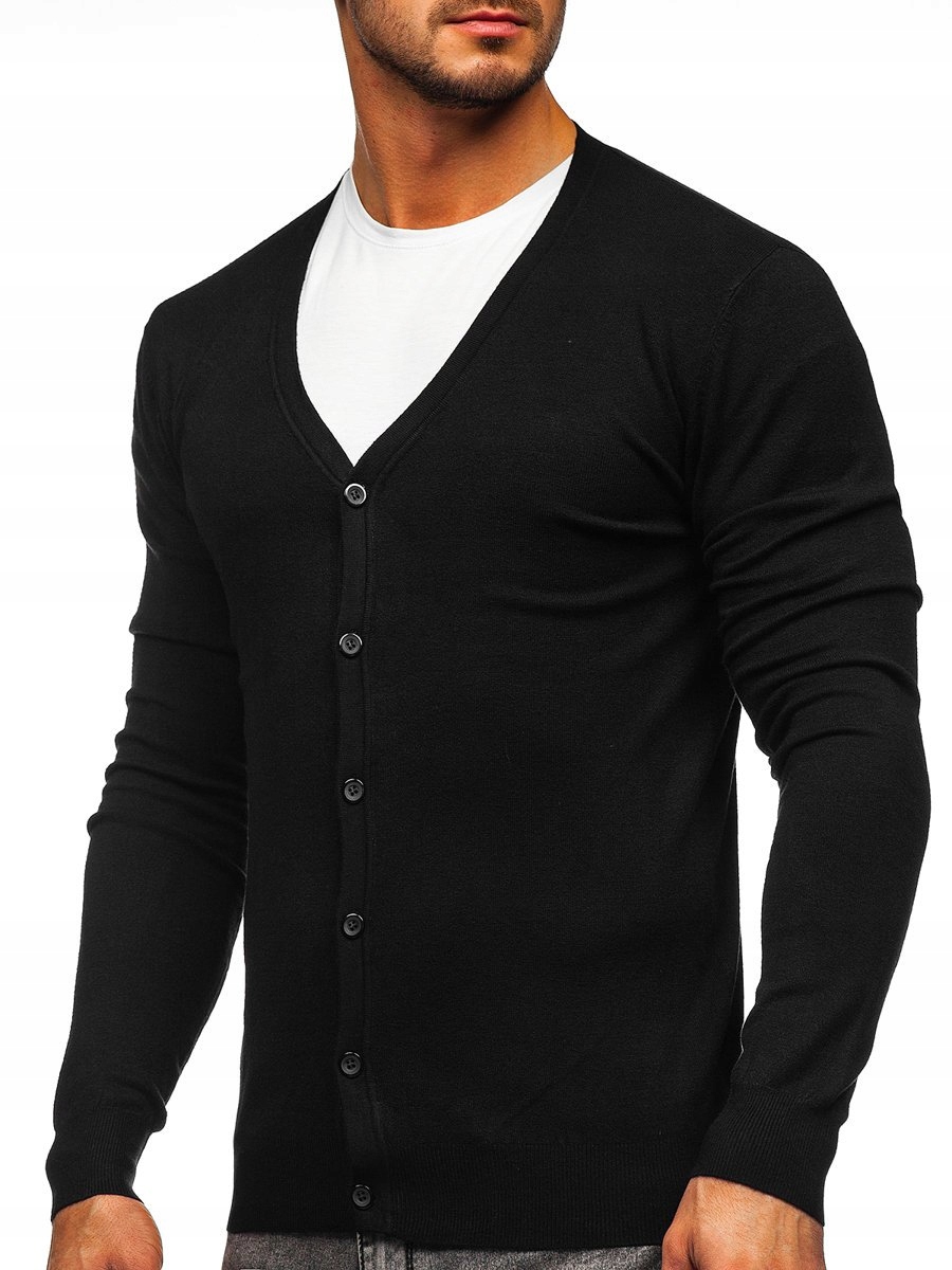 

Sweter Męski Rozpinany Czarny YY06 Denley_m