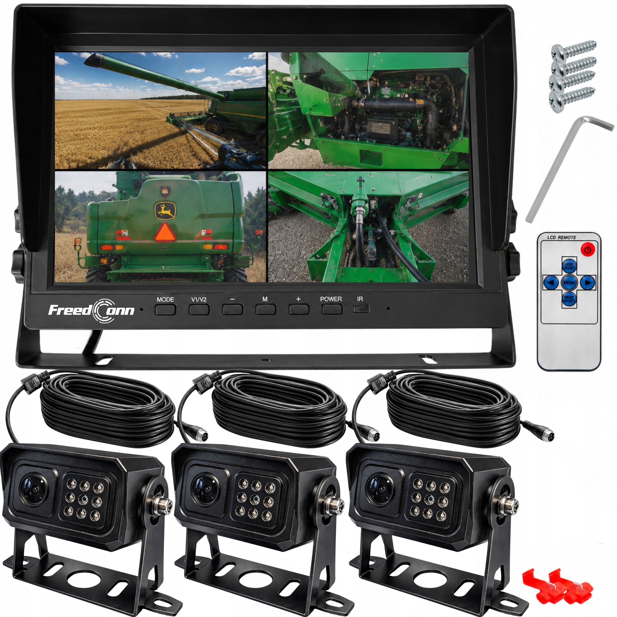 Set Cúvací Monitor 10" Kamera 3x Full Hd Pre Tir Bus Traktor Kombajn 15M