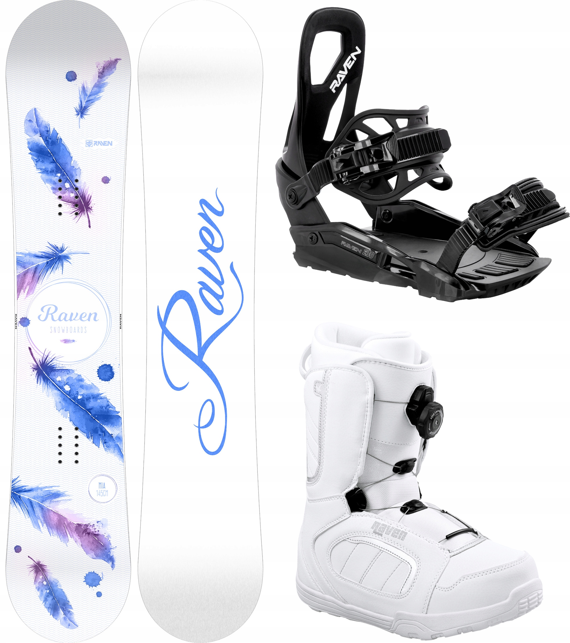 Zestaw Snowboard Raven Mia White 139cm+buty Pearl ATOP+wiązania S230 Black