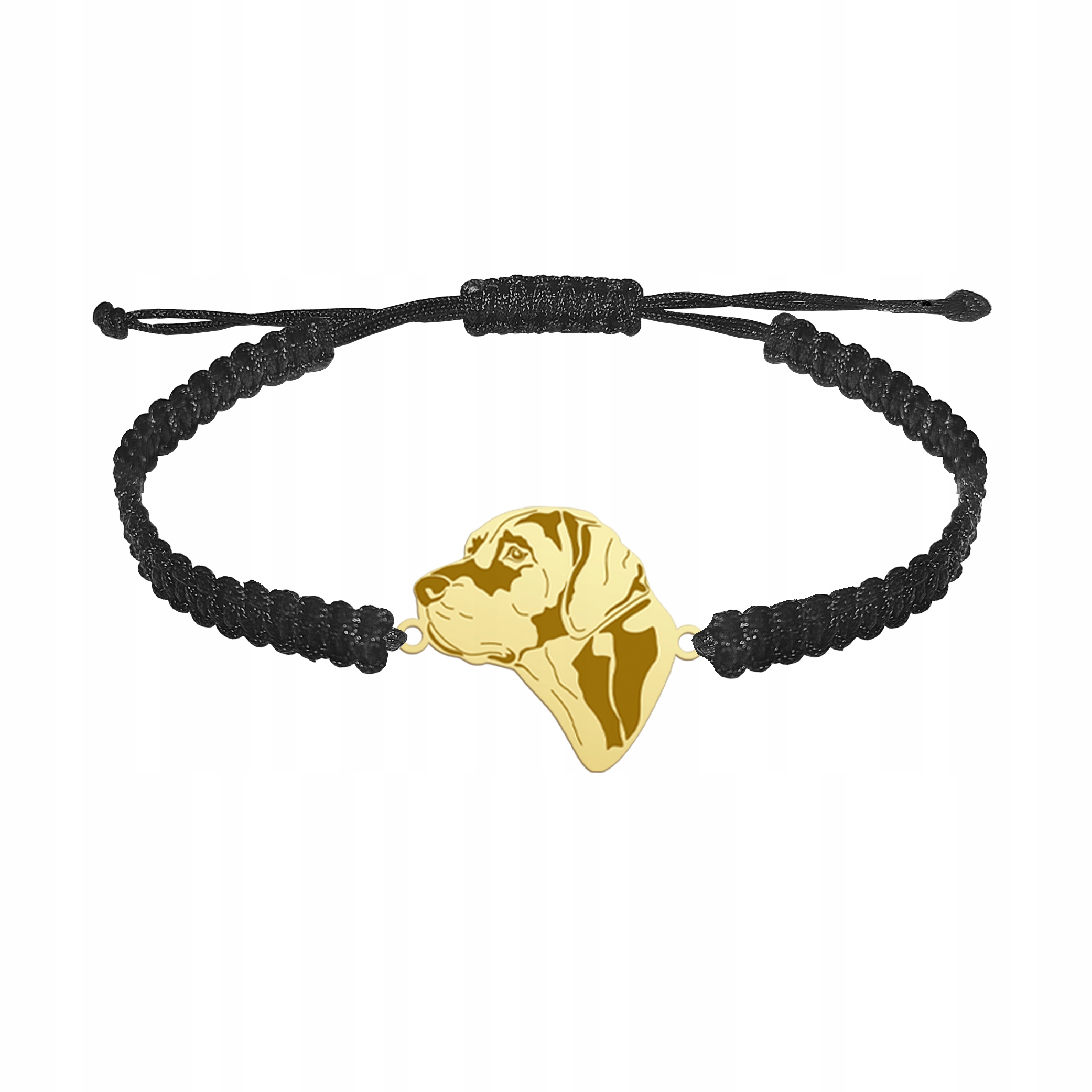 Zlatý náramek se psem Louisian Catahoula 925 Makramé Šperky Gravírování