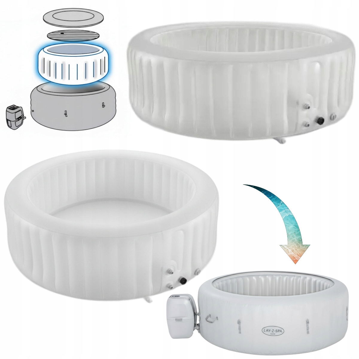 Nová Průhledná Nafukovací Vložka Pro Bestway Lay-z-spa Paris 196 x 66 cm