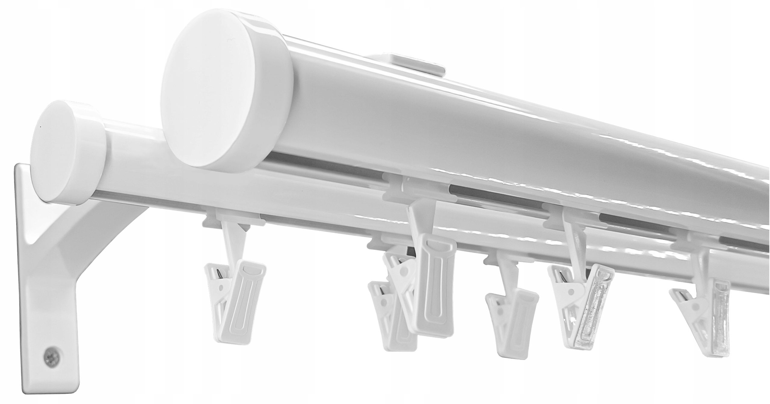 Aluminiová Koľajnicová Karniszka 28+20 mm Biela 300 cm Luna kpl žabky