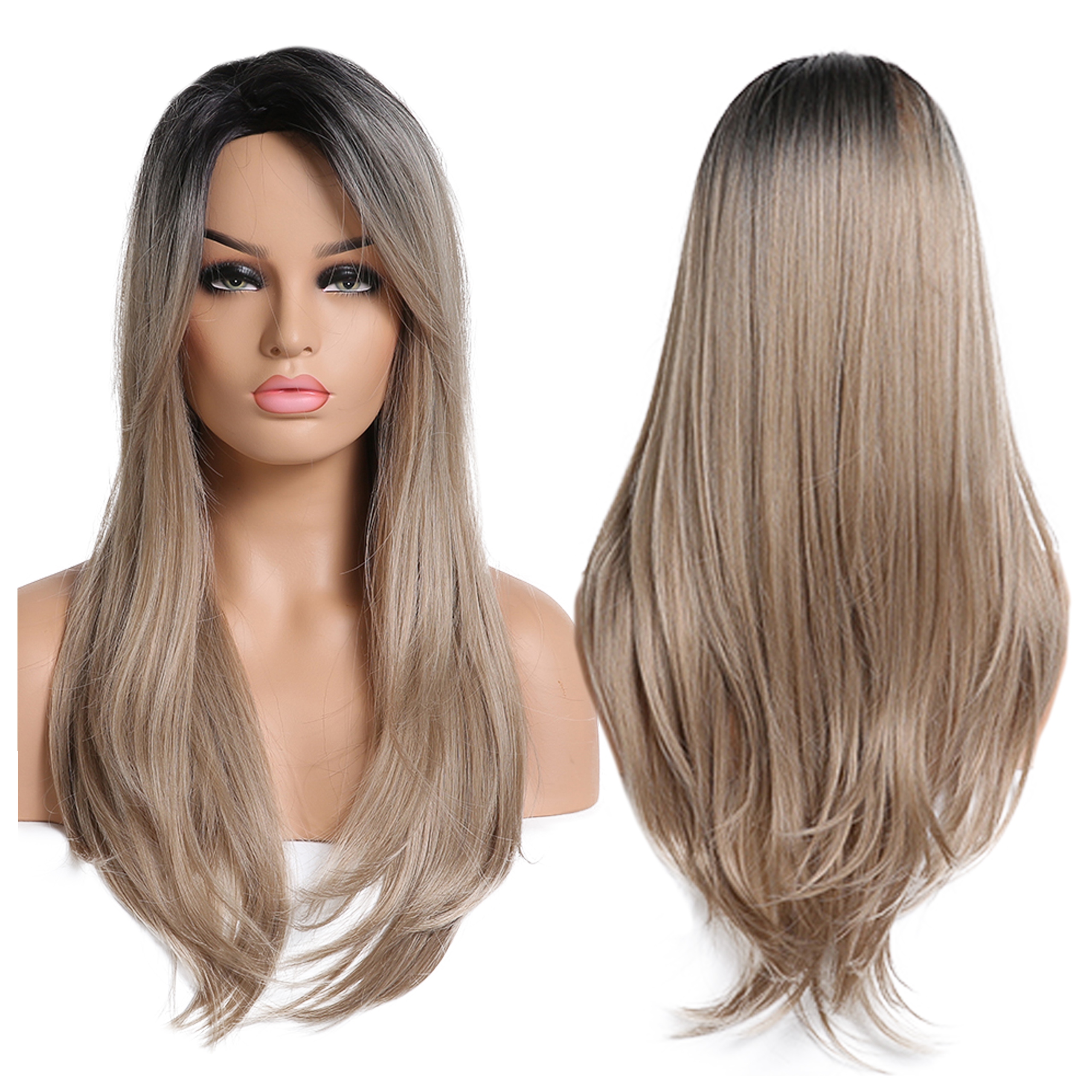 

Peruka Blond brąz Ombre prosta długa Jak Naturalne