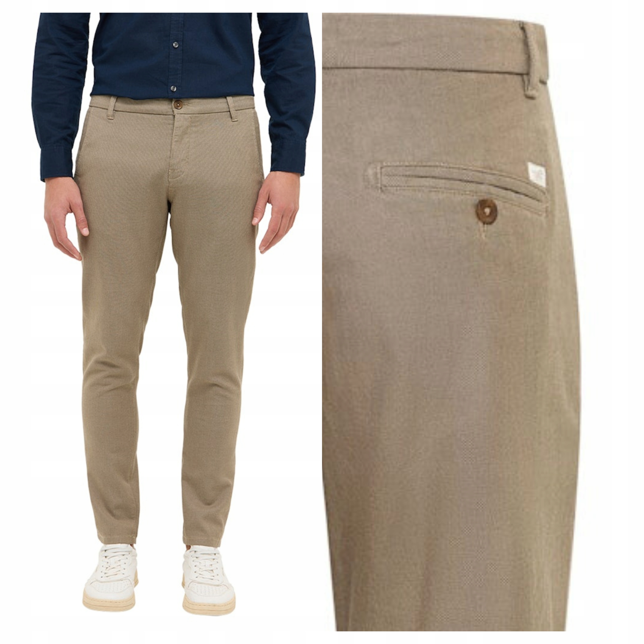 Pánské kalhoty Mustang Chinos Regular Bavlněné Béžové Boa W34 L34