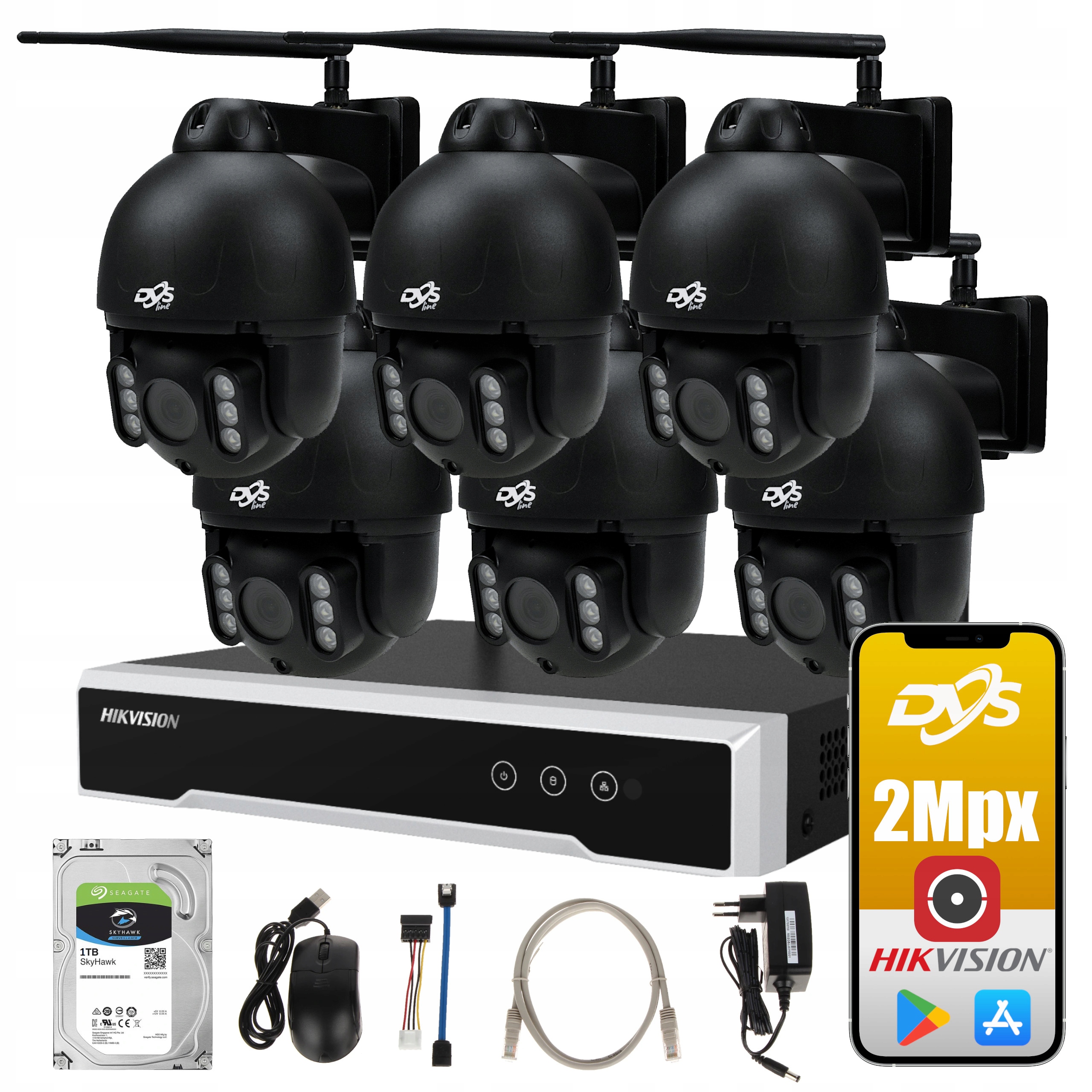 

Zestaw Bezprzewodowych Kamer Ptz Ip WiFI 2MPX P2P
