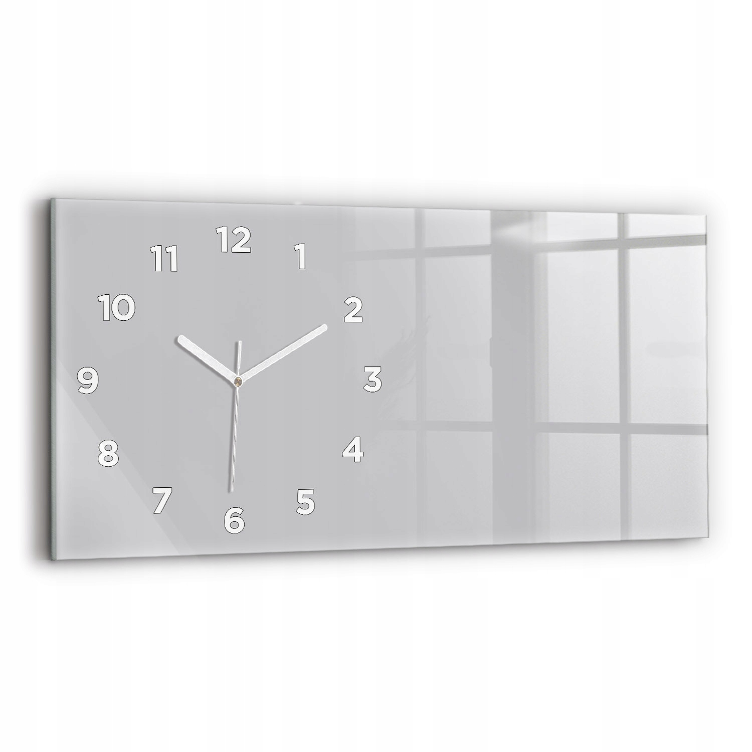 Moderní skleněné hodiny s nástěnnou grafikou 60 cm x 30 cm, barva světle šedá