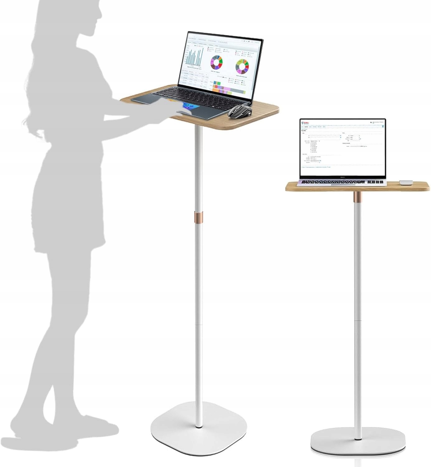 Biurko Stojące Regulacja Wysokości 46-120CM Mobilne Białe