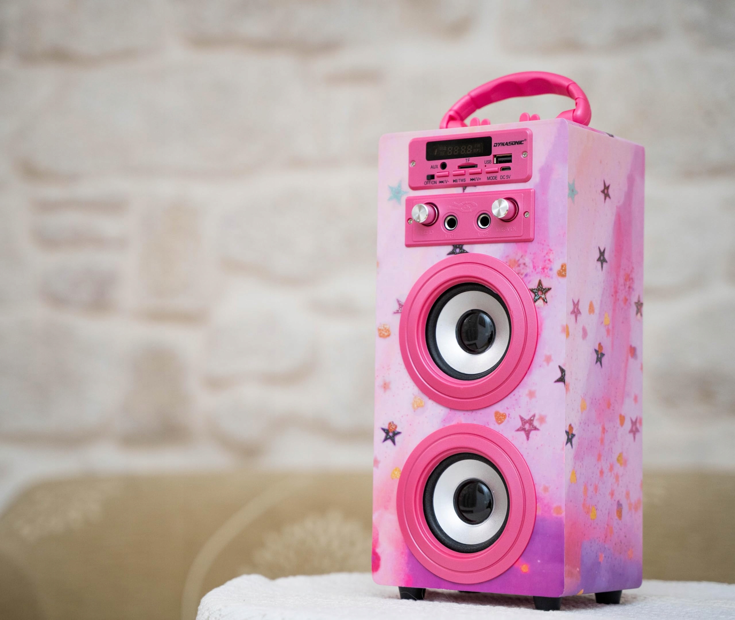 DYNASONIC Karaoke Z 2 Mikrofonami Przenośny Głośnik Bluetooth Dla Dzieci — miniatura 9