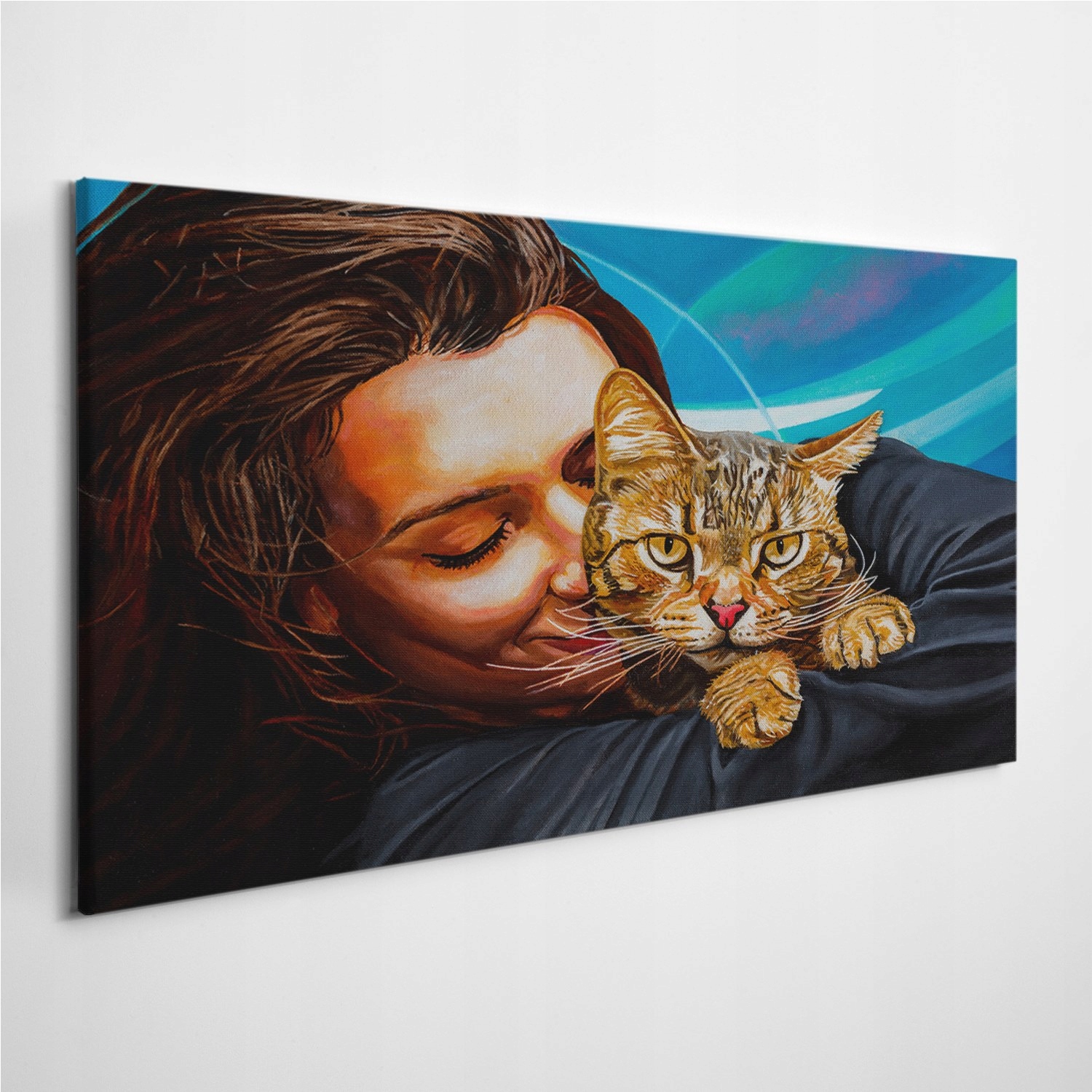 

Fotoobraz na płótnie Kobieta Kot Zwierzę 100x50 cm