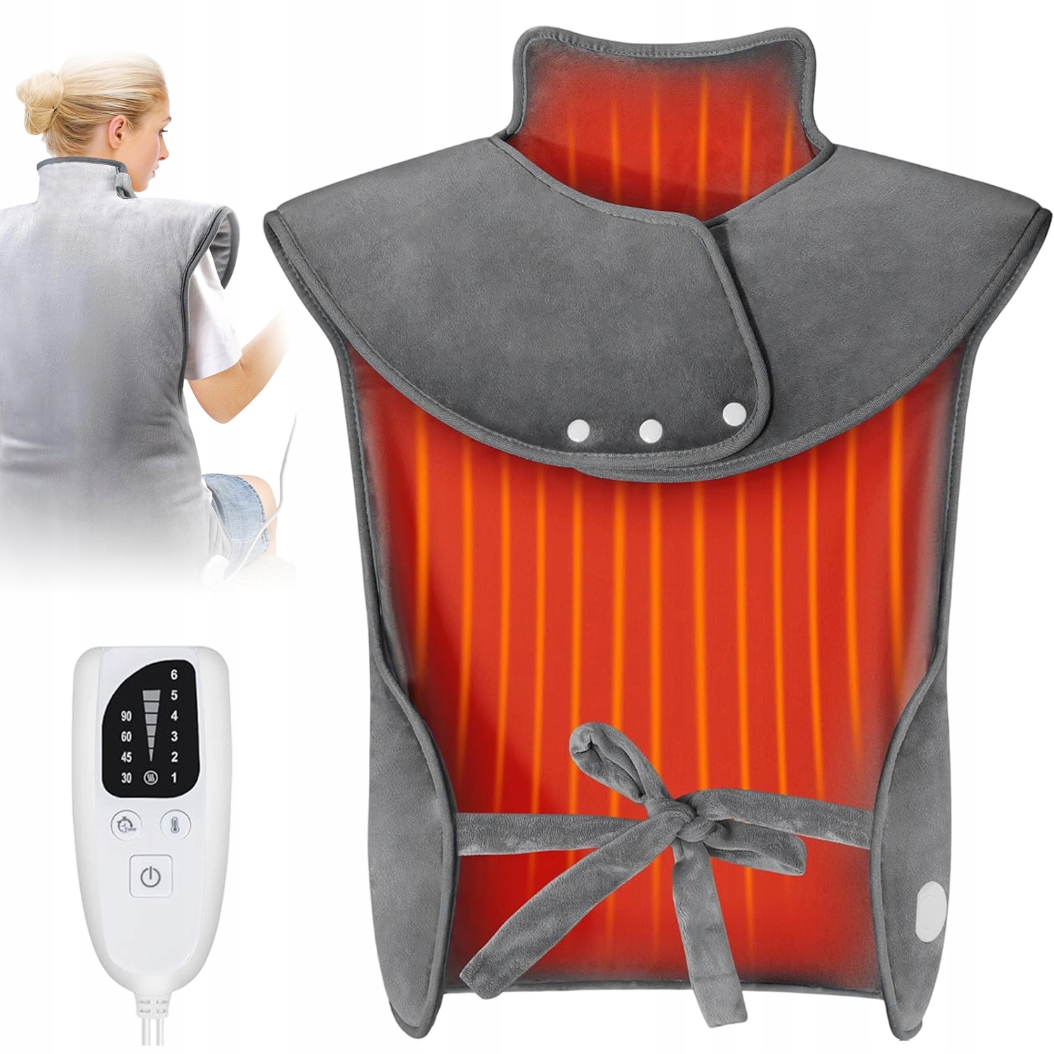 Elektryczna Poduszka Grzewcza Na Plecy Szyję I Ramiona 6 Poziomów