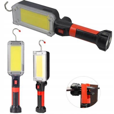 LATARKA WARSZTATOWA LAMPA ROBOCZA LED COB AKUMULATOR 700 lm USB MAGNES+HAK