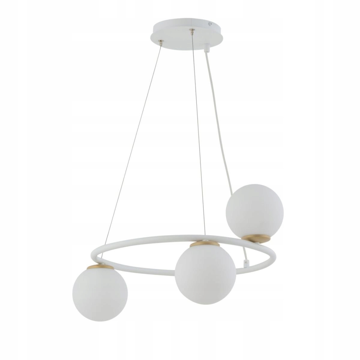 Bílá závěsná lampa na kole s mléčnými stínítky Gama Koło 3 Sigma Lighting