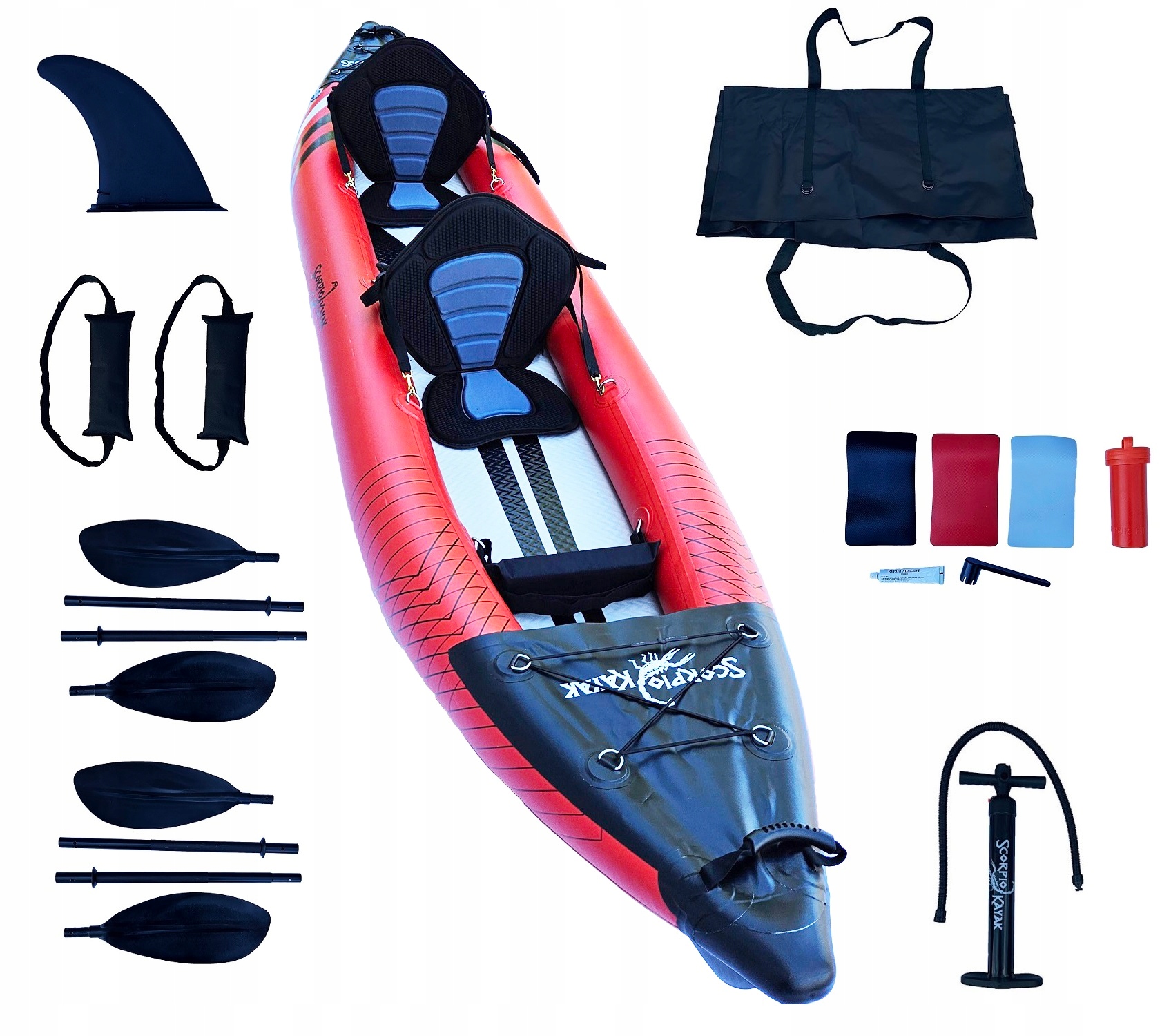 KAJAK POMPOWANY Z PODŁOGĄ DROPSTITCH STABILNY RODZINNY NA SPŁYW HYBRID II