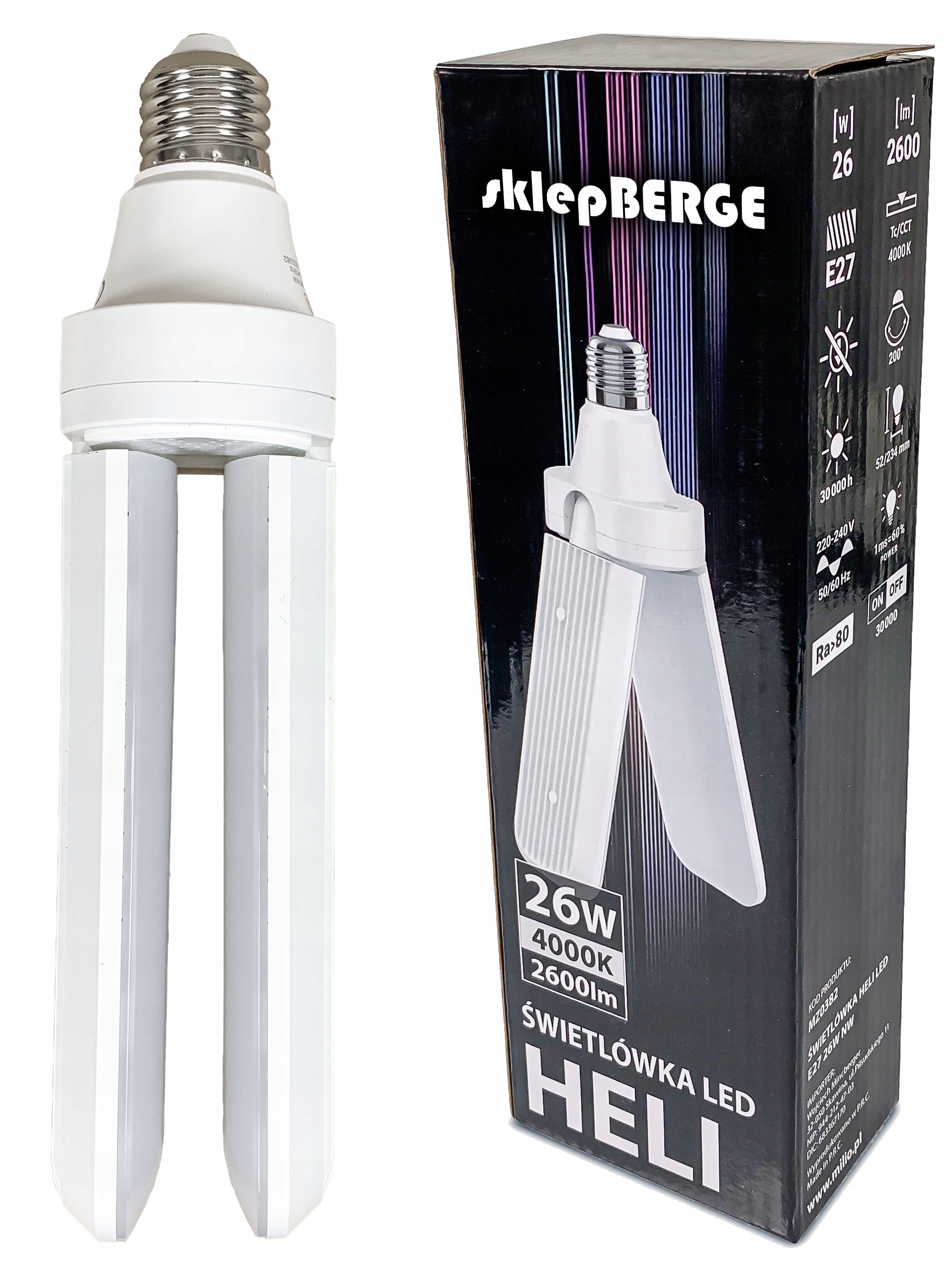 

Żarówka Led wiatrak rozkładana E27 lampa 26W=170W