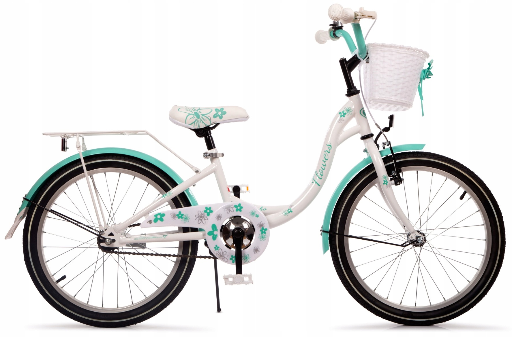 Polski Rower Dziecięcy 20" Flowers Rowerek dla Dziewczynki 5-8 lat stopka