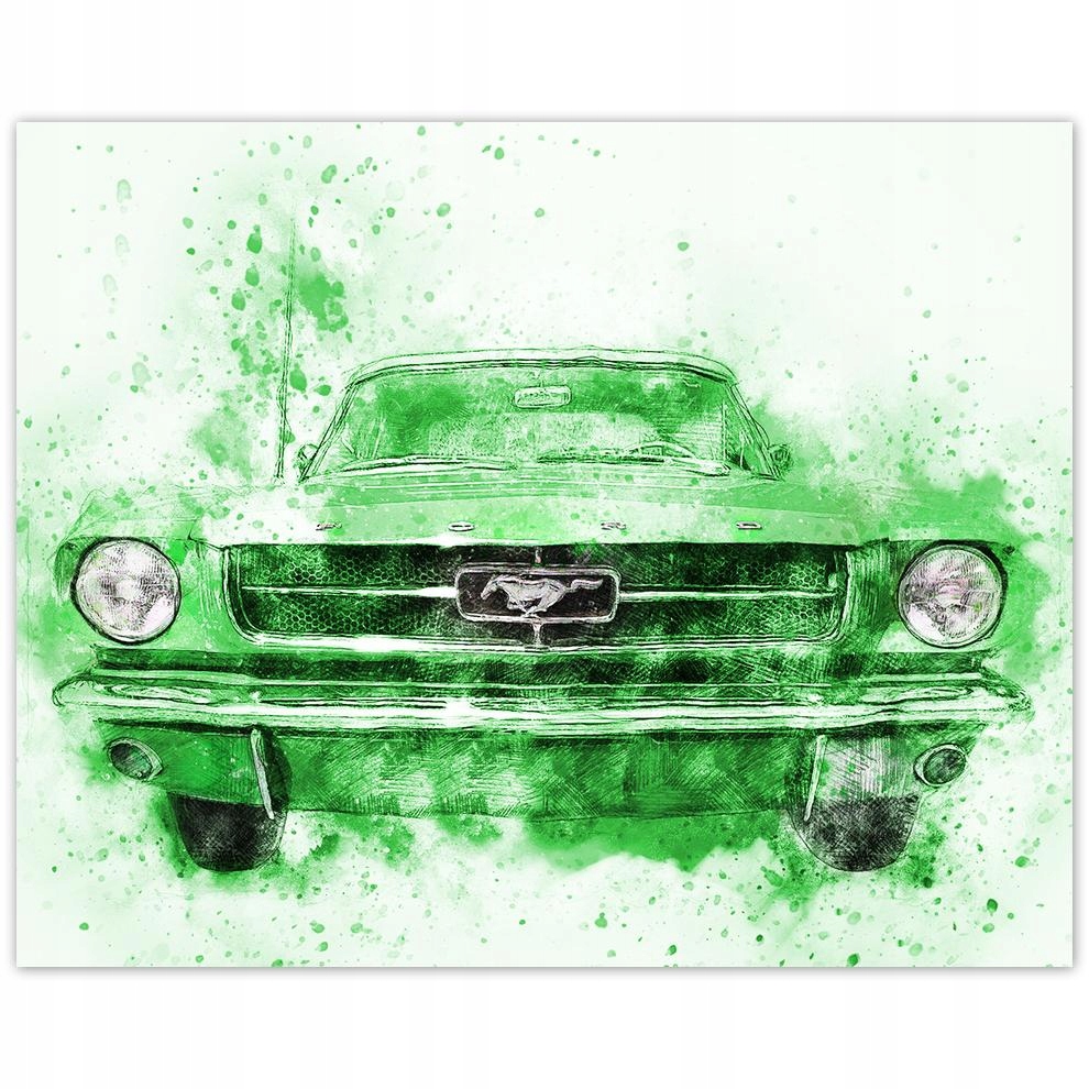 

Plakat 50x40 Zielona akwarela Mustang