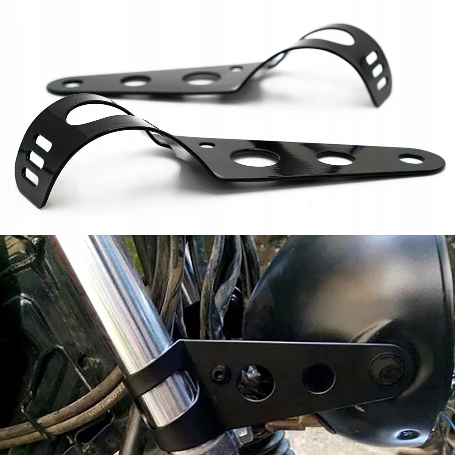 UNIWERSALNY WSPORNIK REFLEKTORA NA RURĘ MOTOCYKLOWEGO 35MM-43MM CZARNY 2SZT EAN (GTIN) 191491574641