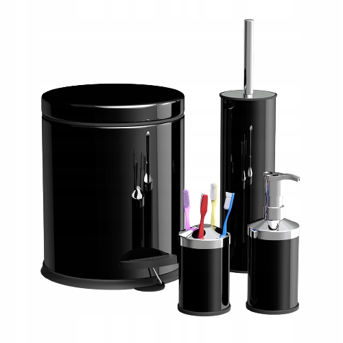 Sada koupelnových doplňků 4ks černá Easyform koš kartáč hrnek