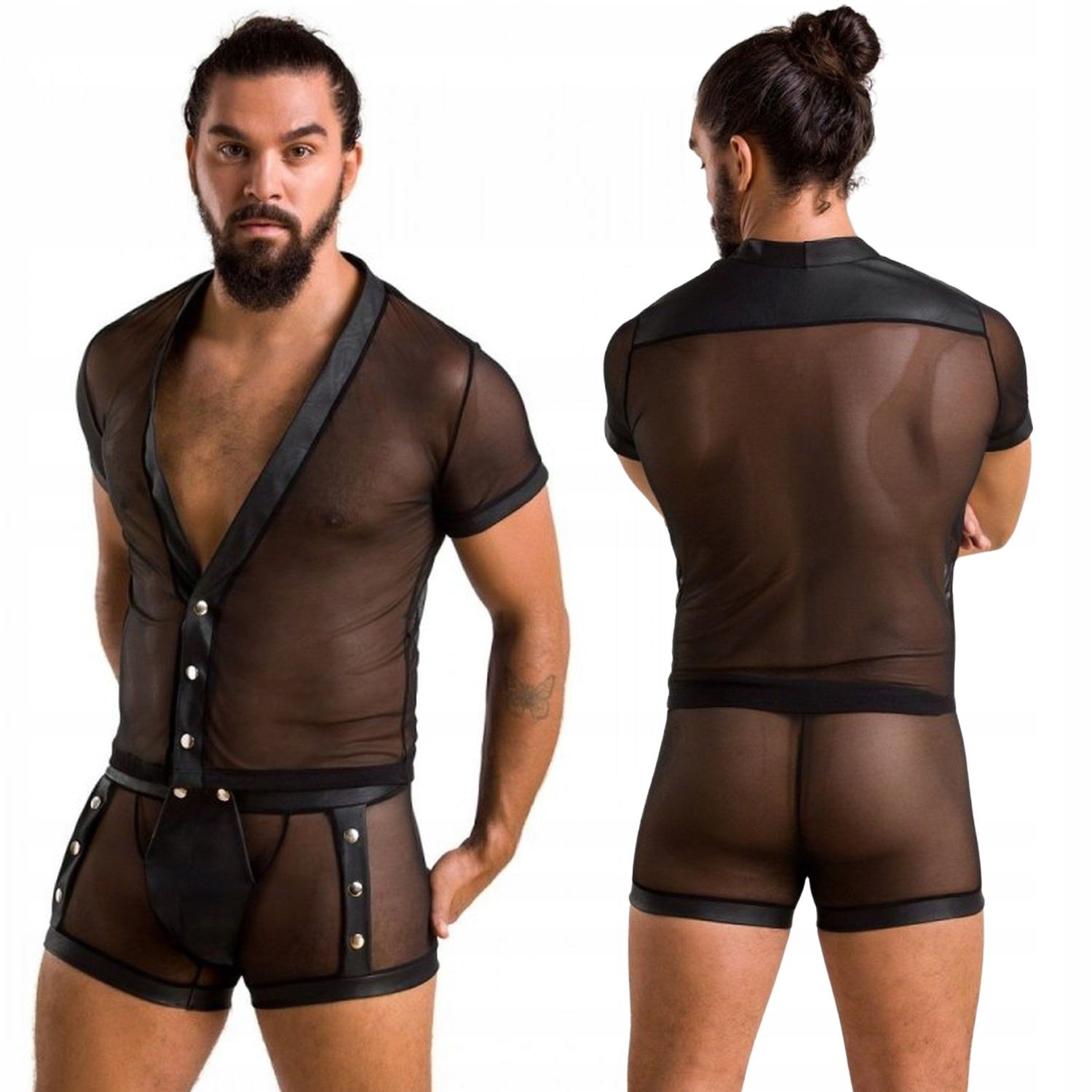 Průsvitný komplet pánských pyžam L/XL 052 Set Michael černý Casmir