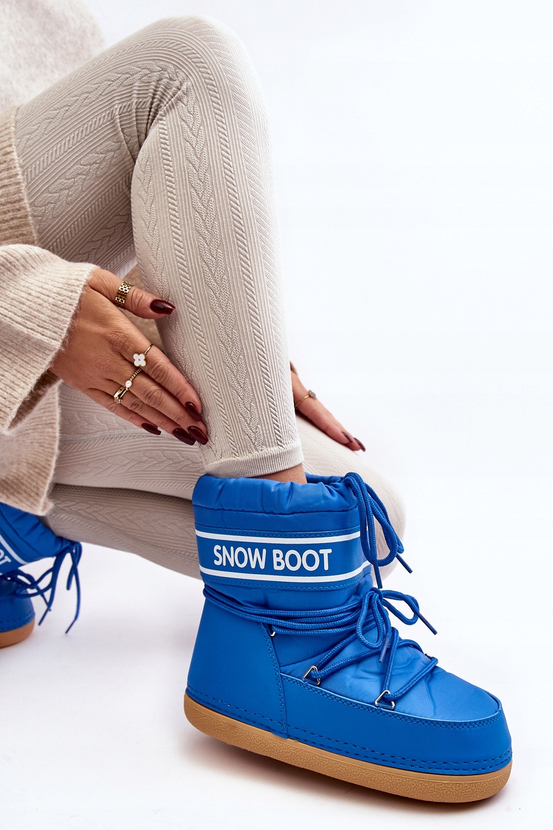 ŚNIEGOWCE DAMSKIE WIĄZANE Z NISKĄ CHOLEWKA NIEBIESKIE 41/42 Kolor niebieski