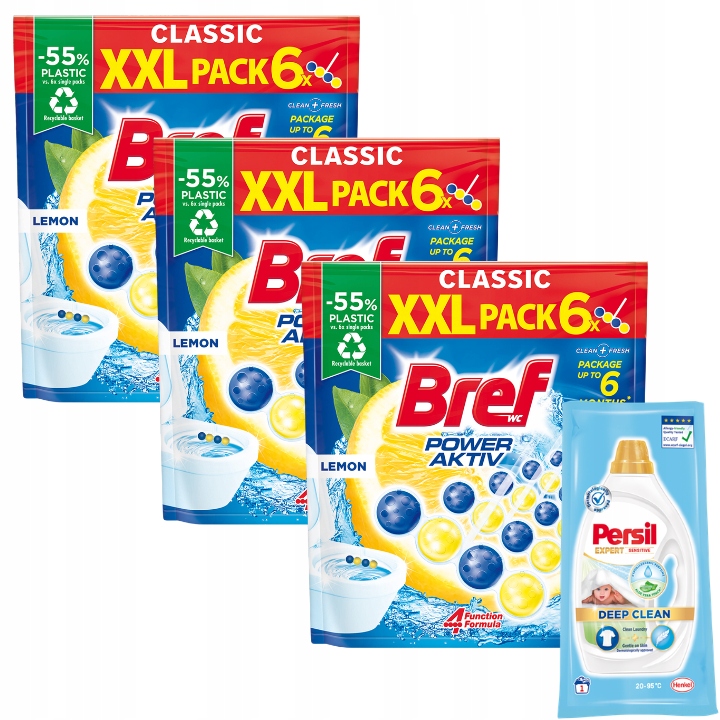 Bref Power Aktiv Wc Kostky Přívěsek na Wc Lemon 18x50g Dárek