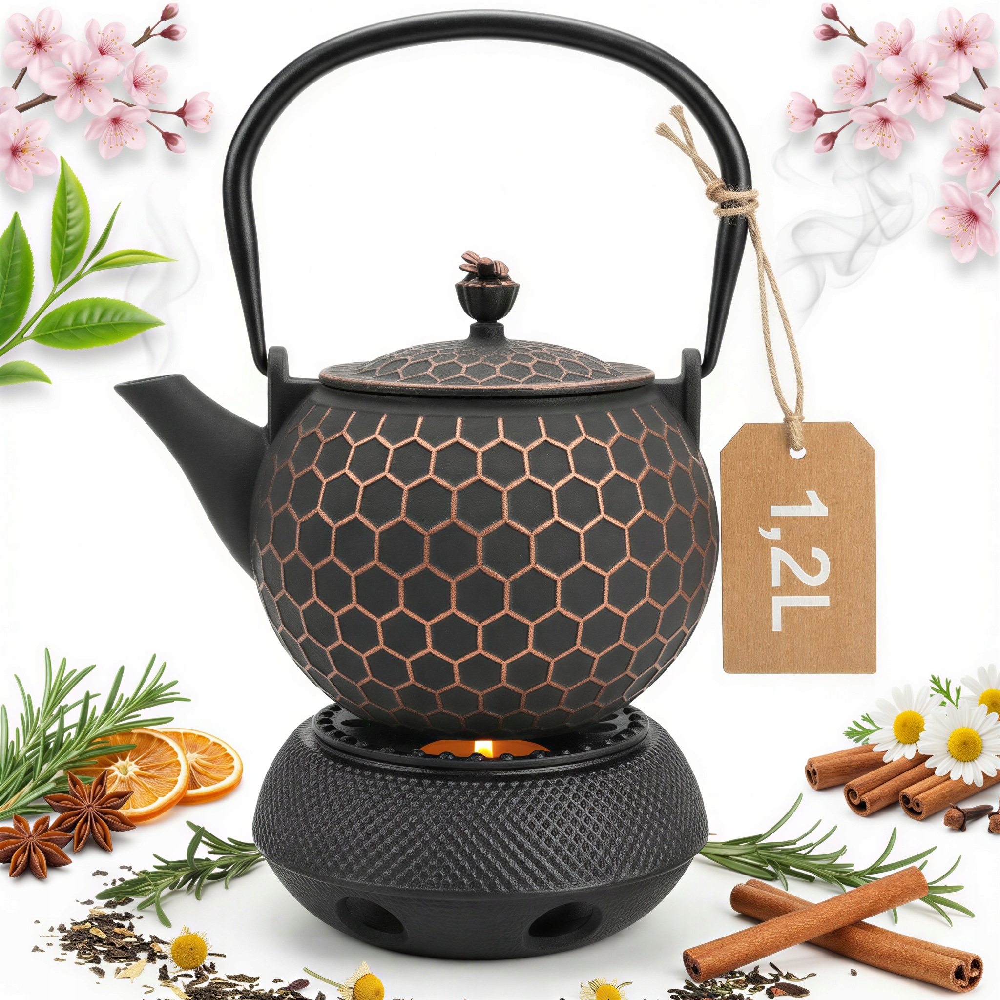 Liatinová Kanvica Čajník 1,2L Lúhovač Na Čaj A Bylinky Liatinový Ohrievač