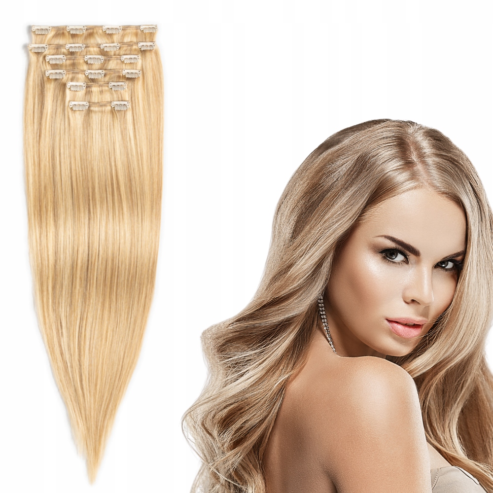 Clip In příčesek do vlasů přírodní 60 cm 130 g 18/22