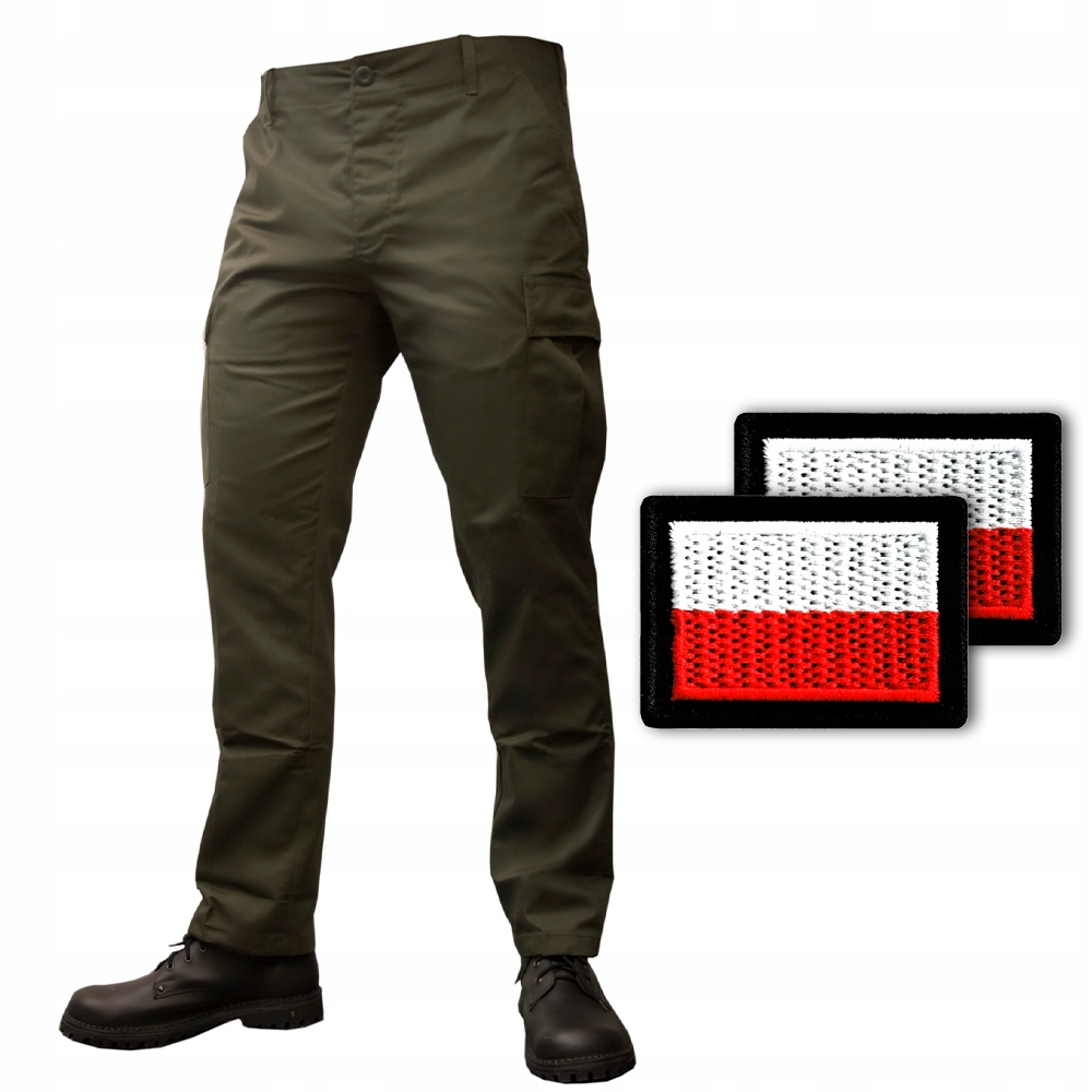 Spodnie Bojówki Taktyczne Wojskowe Bdu Plus Olive XL Flagi Polski