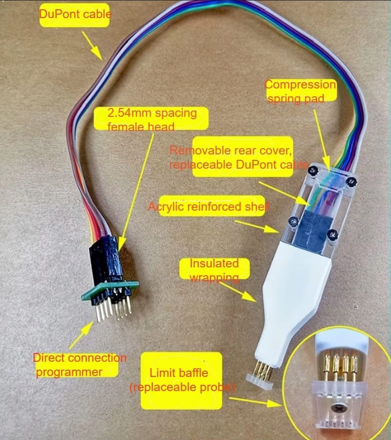 Sonda pomiarowa (klips) SO8 208mils (SOIC 8-pin) z przewodem i adapterem Stan opakowania oryginalne