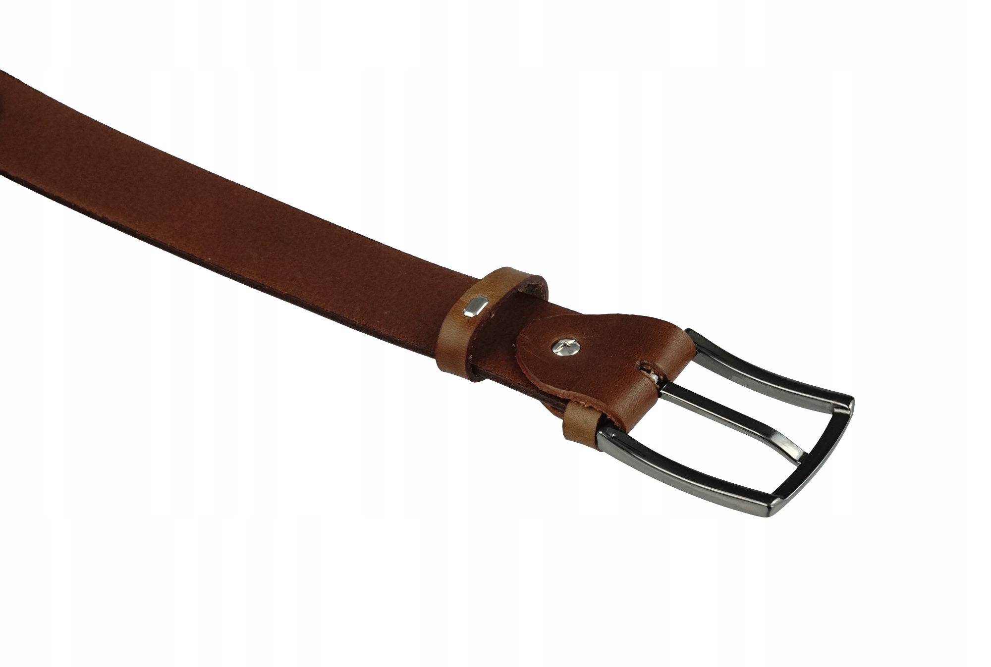 SKÓRZANY PASEK BLAKARDO 3,5 CM BRĄZOWY TRAST 120 Długość bez klamry 120 cm