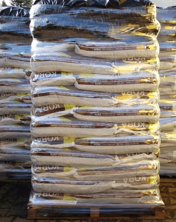 MEGA KORA SOSNOWA PALETA 80L 42 WORKI GRUBA SORT 30-80mm OGRODOWA OZDOBNA Frakcja 30-80 mm