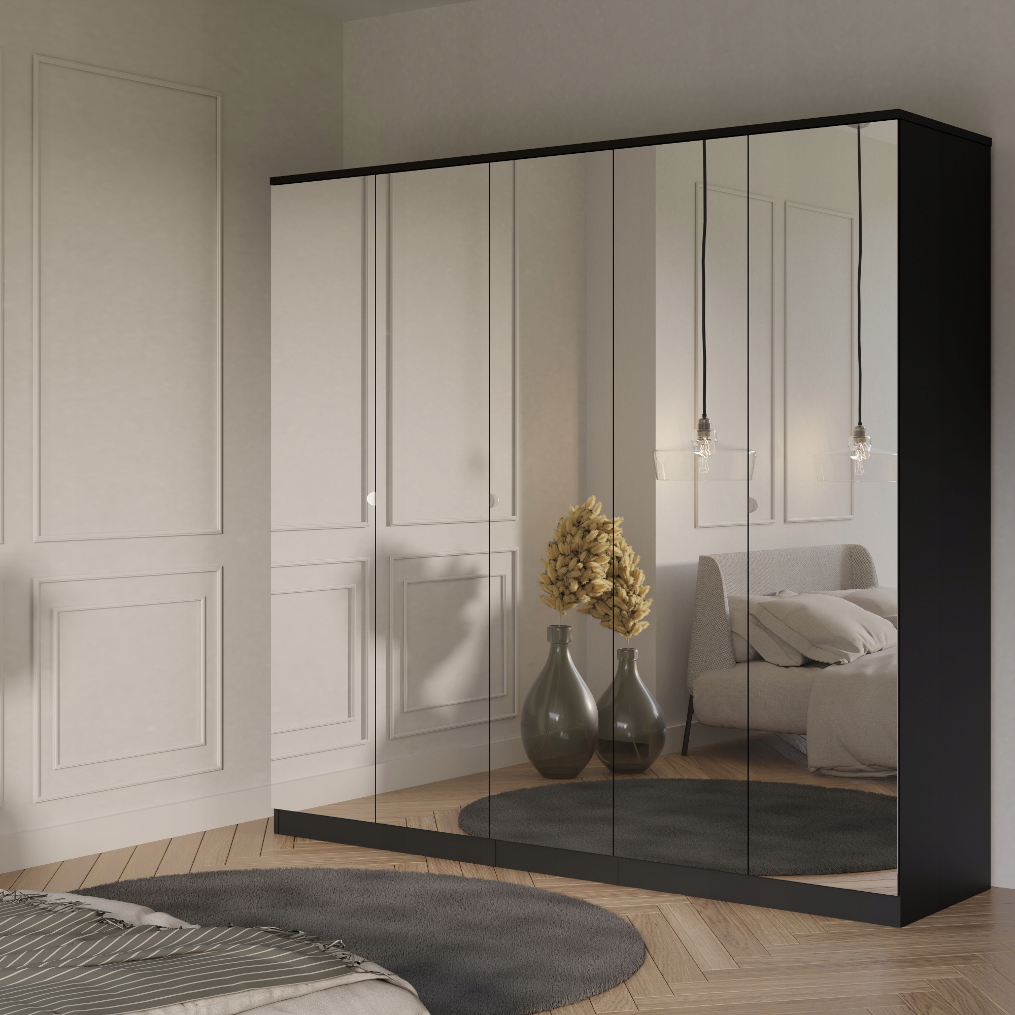 Szafa uchylna z lustrem Monza 5D 200 Czarna