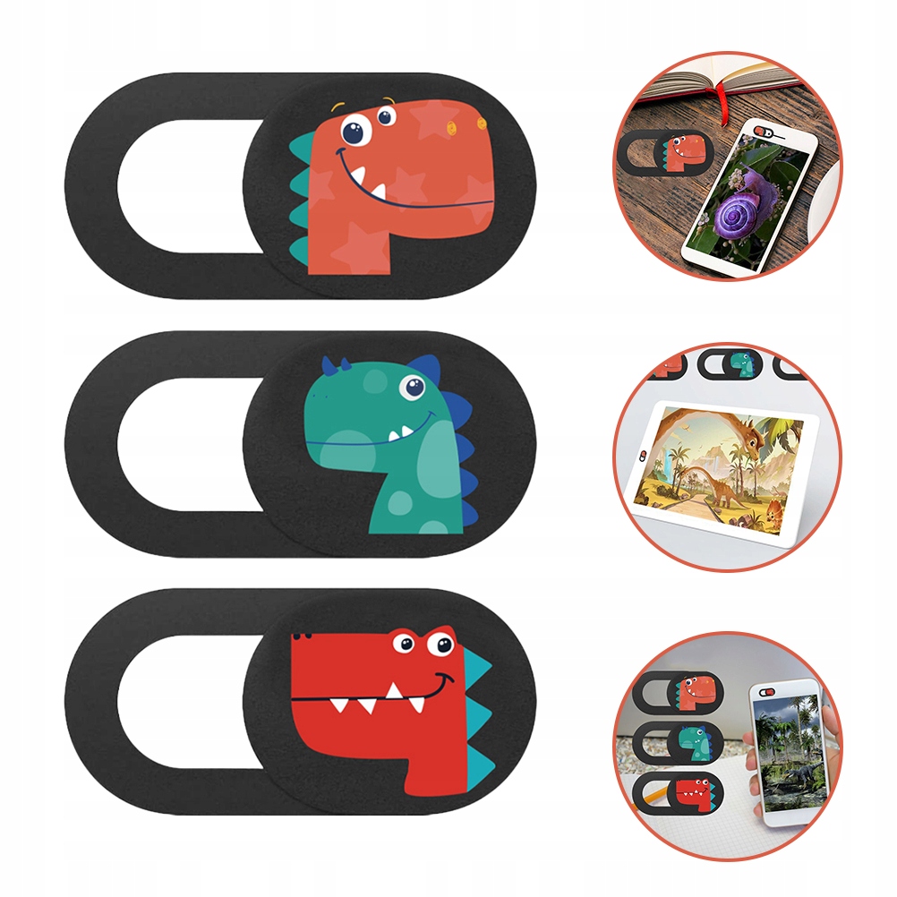 3 SZTUK POKRYWA KAMERY DO LAPTOPA WZÓR DINOZAURA Marka bez marki