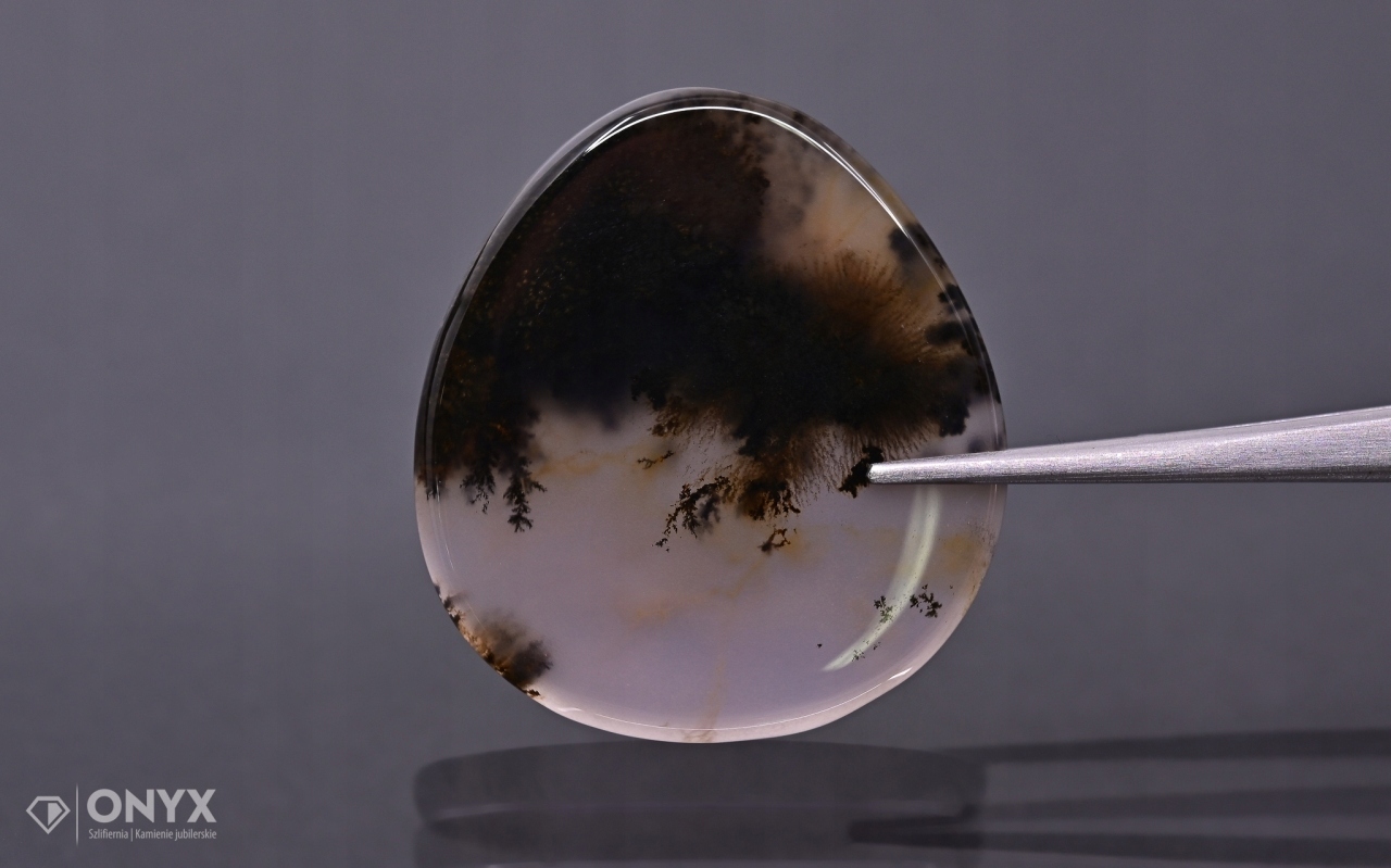 Dendritový achát z Kazachstánu konvexní plaketa slza