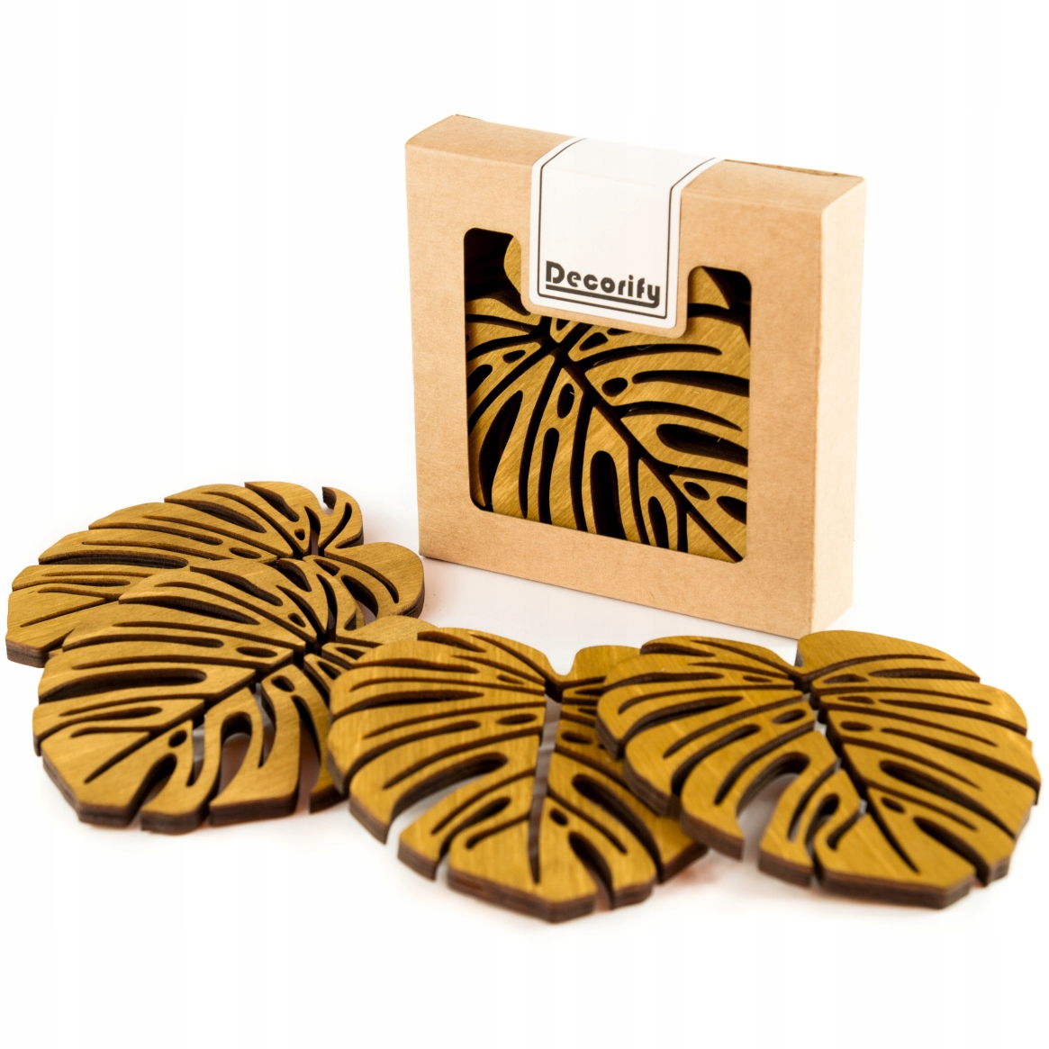 

Podkładka Drewniana pod kubek Monstera 4 sztuki