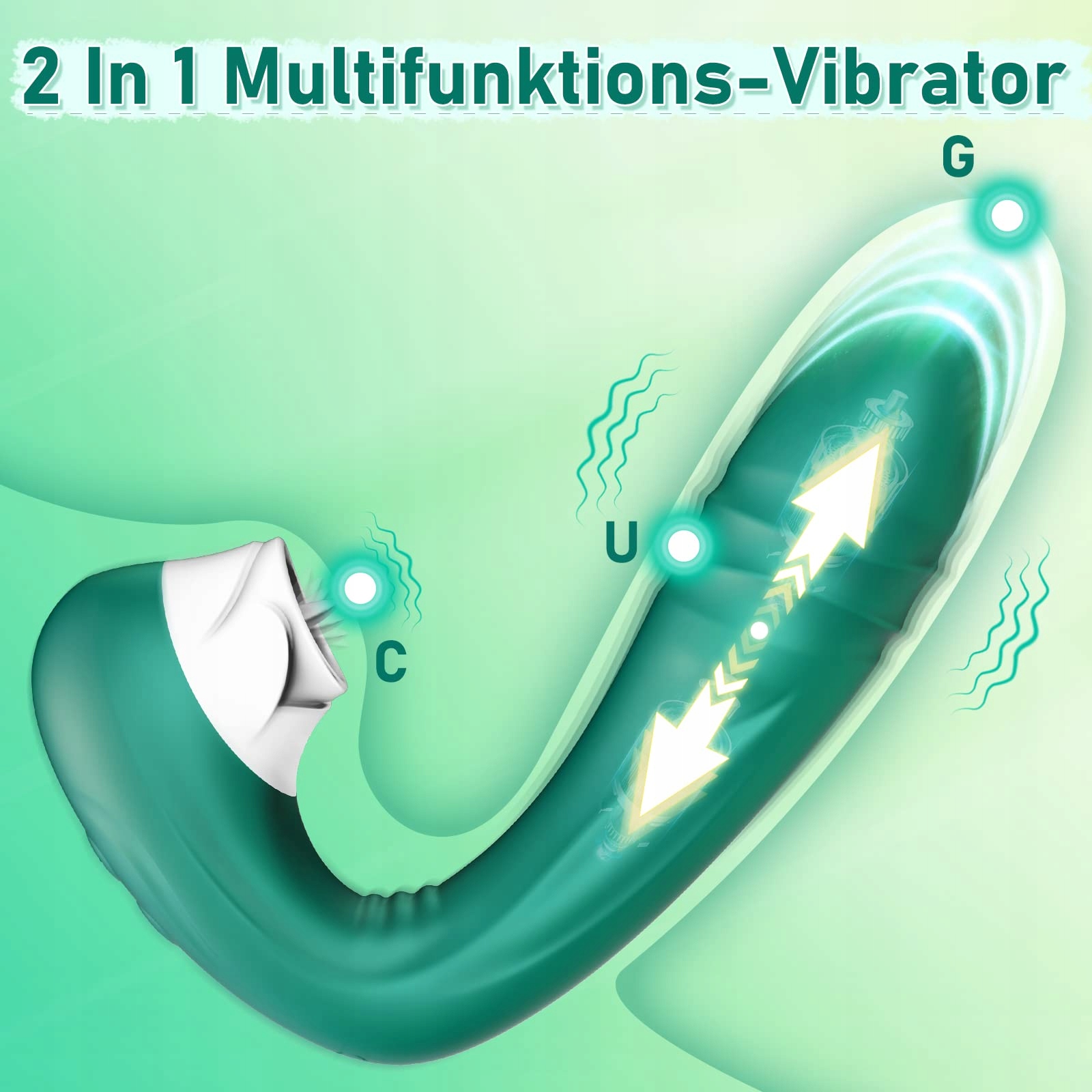 G-PUNKT Wibrator Dla Kobiet Wodoodporny Silikonowy Wibrator Zielony — miniatura 3
