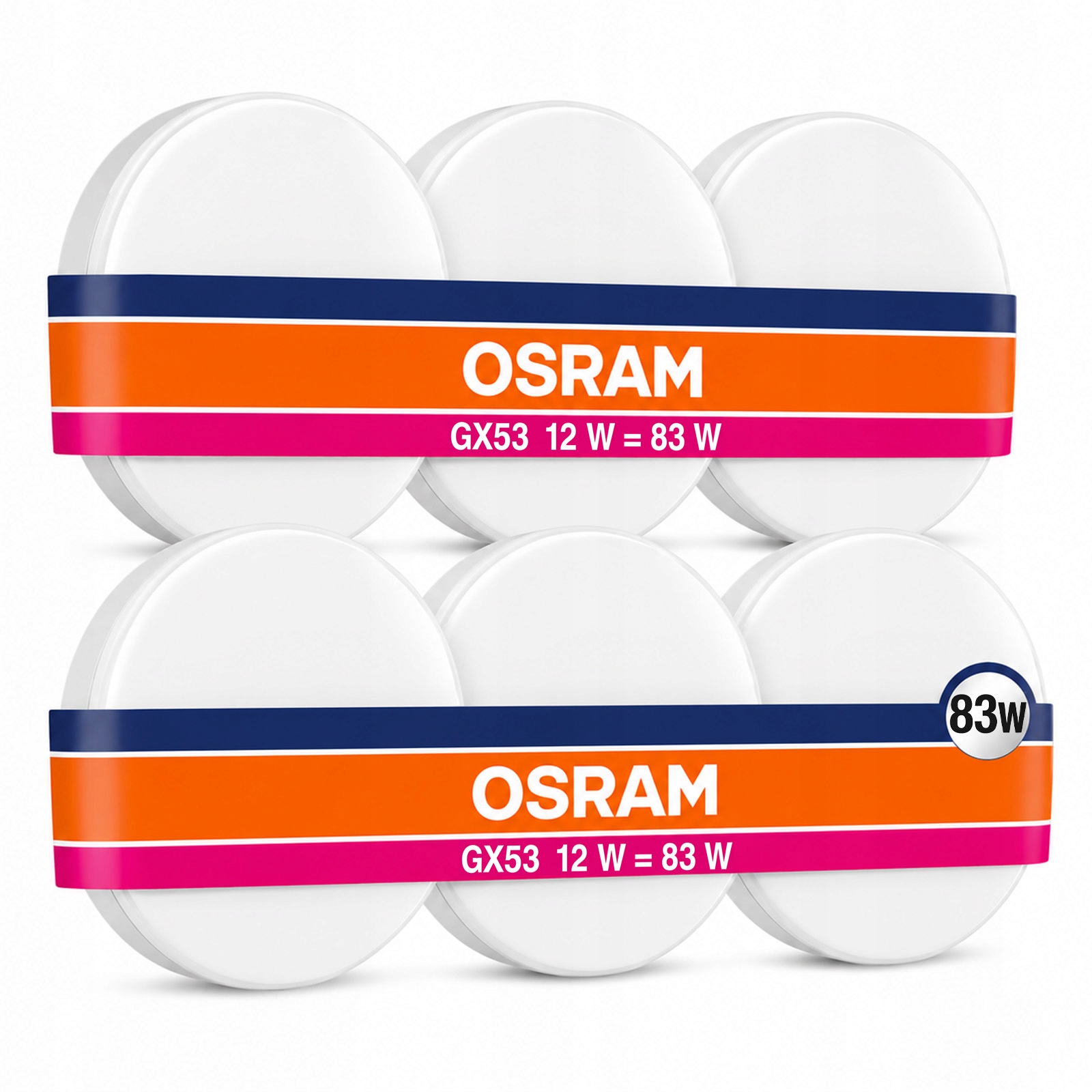 6X Żarówka Led GX53 Reflektor 12W 83W 1200lm 2700K 120° Value Osram