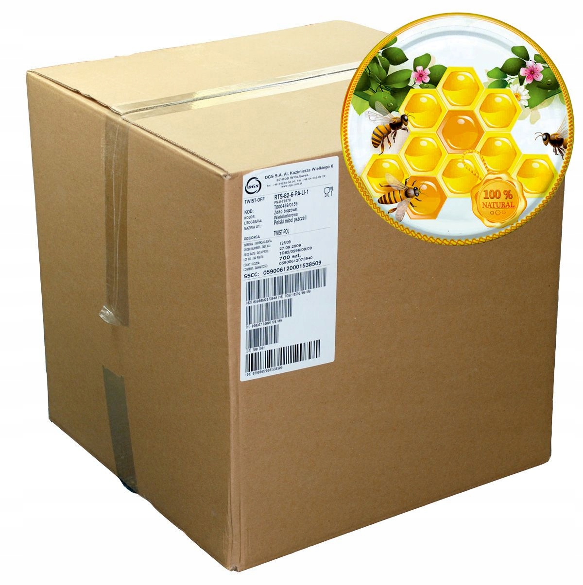 

Karton nakrętki na słoik fi82 6zaczepów KND51