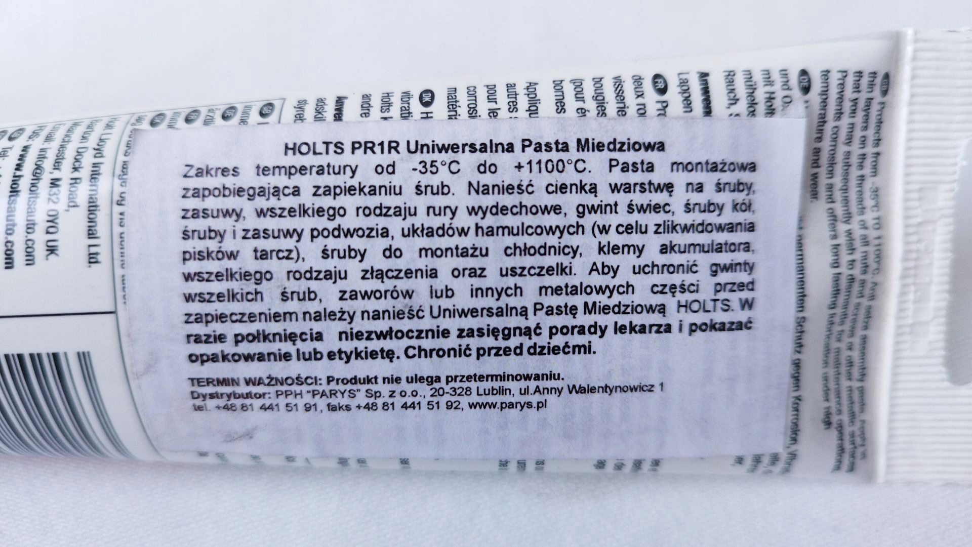 PASTA MIEDZIANA WYSOKOTEMPERATUROWA -35 do 1100 C HOLTS PR1R Rodzaj smar miedziowy