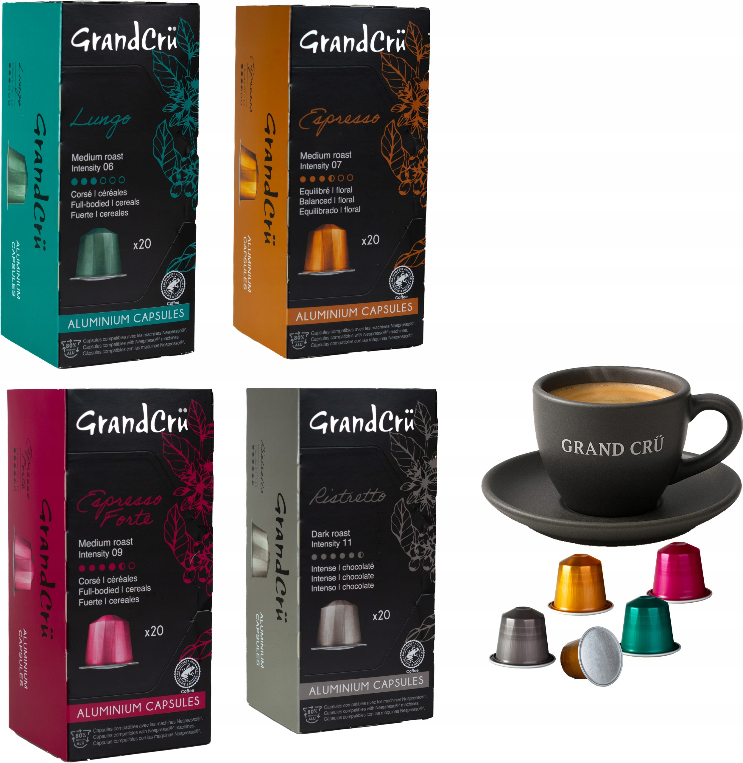 Levně Kapsle pro Nespresso Grand Cru Sada 4 x 20 (80 kusů)