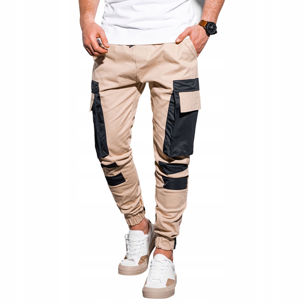 

Spodnie męskie joggery baggy P998 beżowe XL