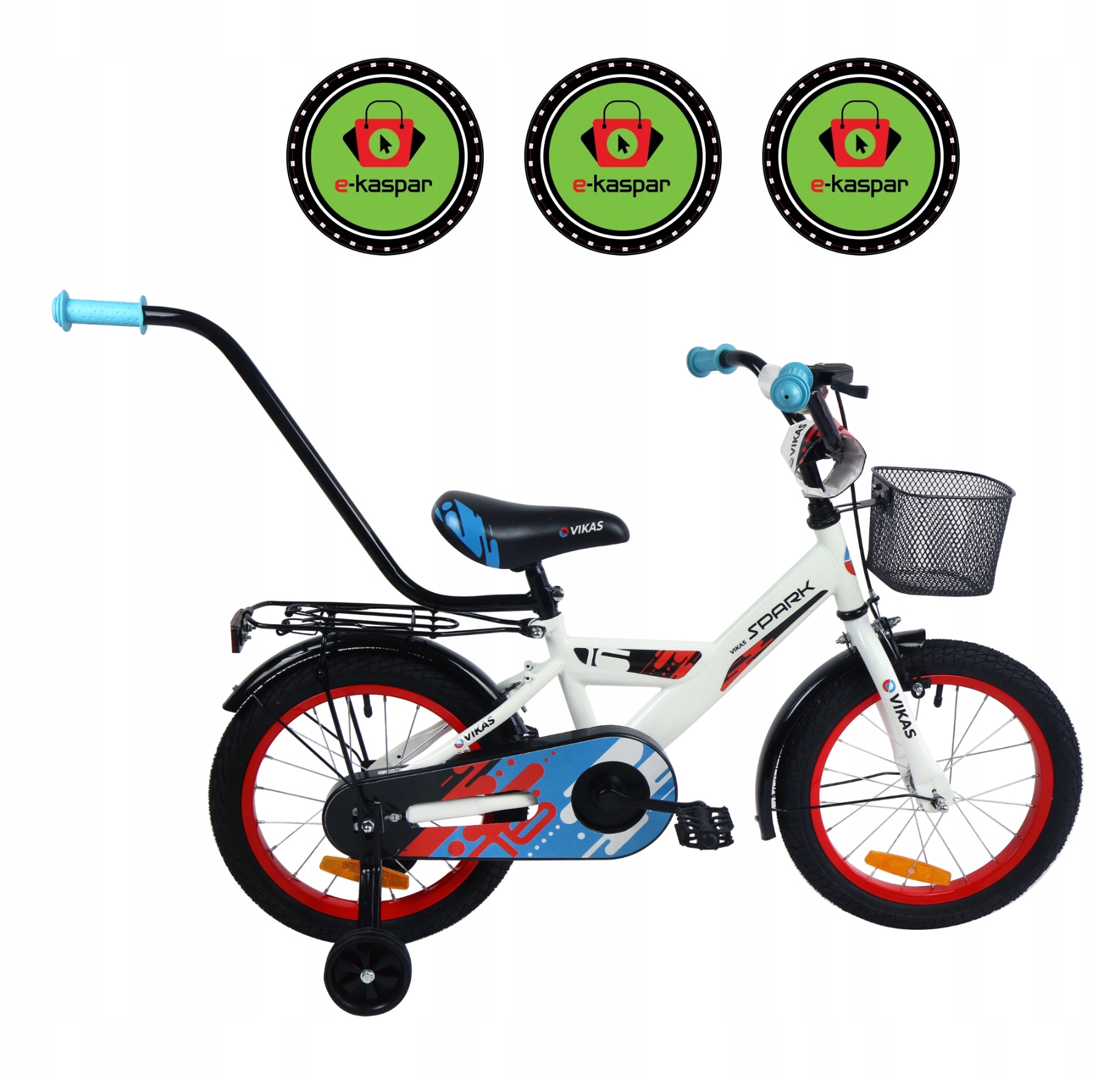 ROWEREK DZIECIĘCY 16 CALI ROWER DLA CHŁOPCA KOSZYK I PROWADNIK + GRATIS Wiek dziecka 3 lata +