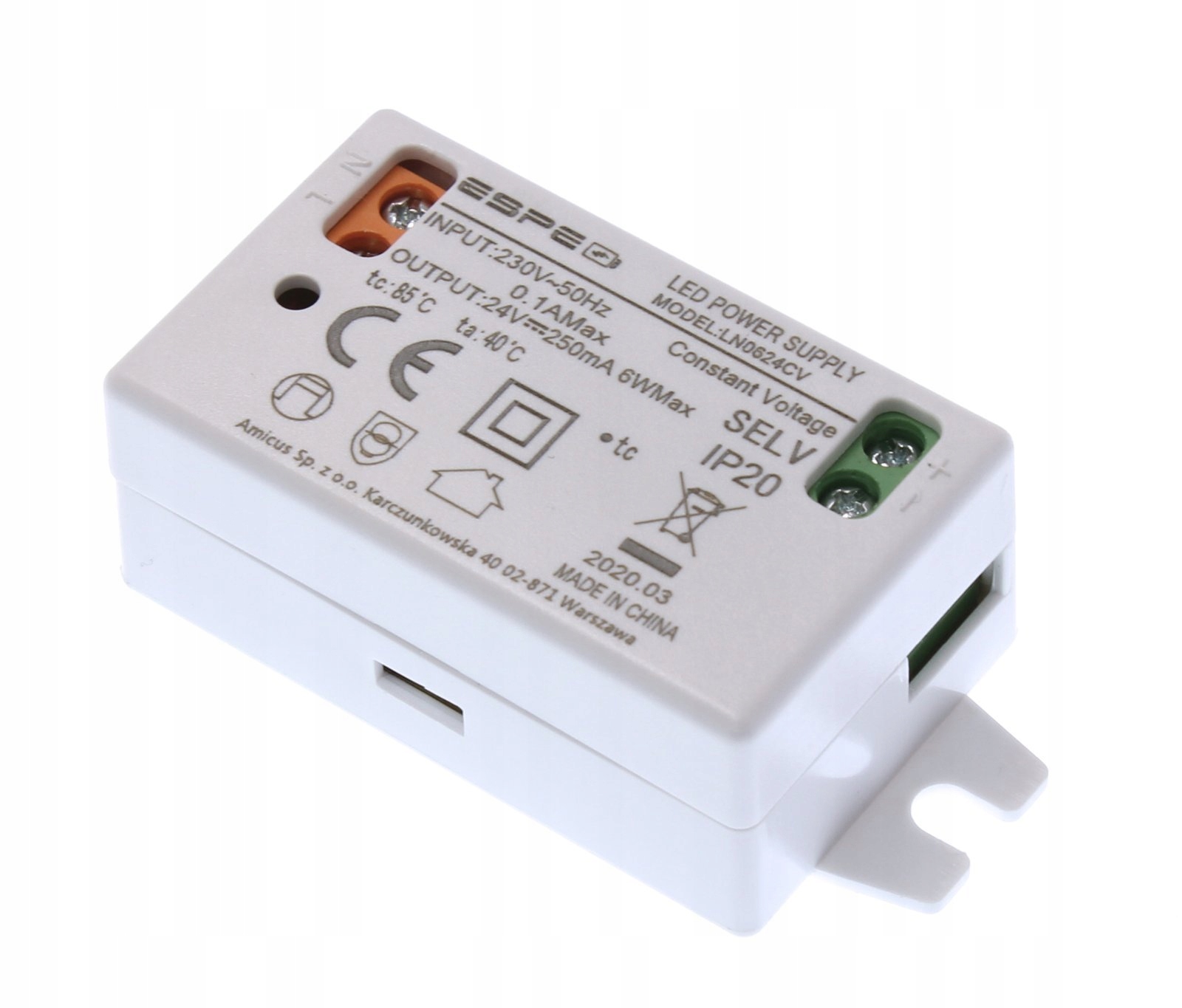 

Zasilacz do Led IP20 24V 0,25A 6W 250mA Espe
