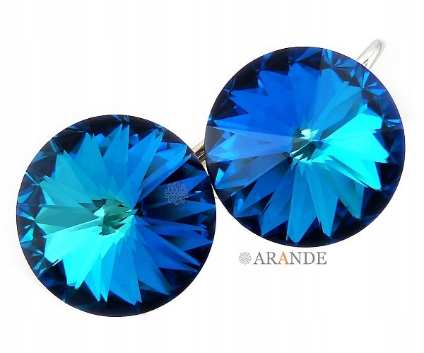 Nové! Krásné krystaly Náušnice Bermuda Blue Paris 12 mm