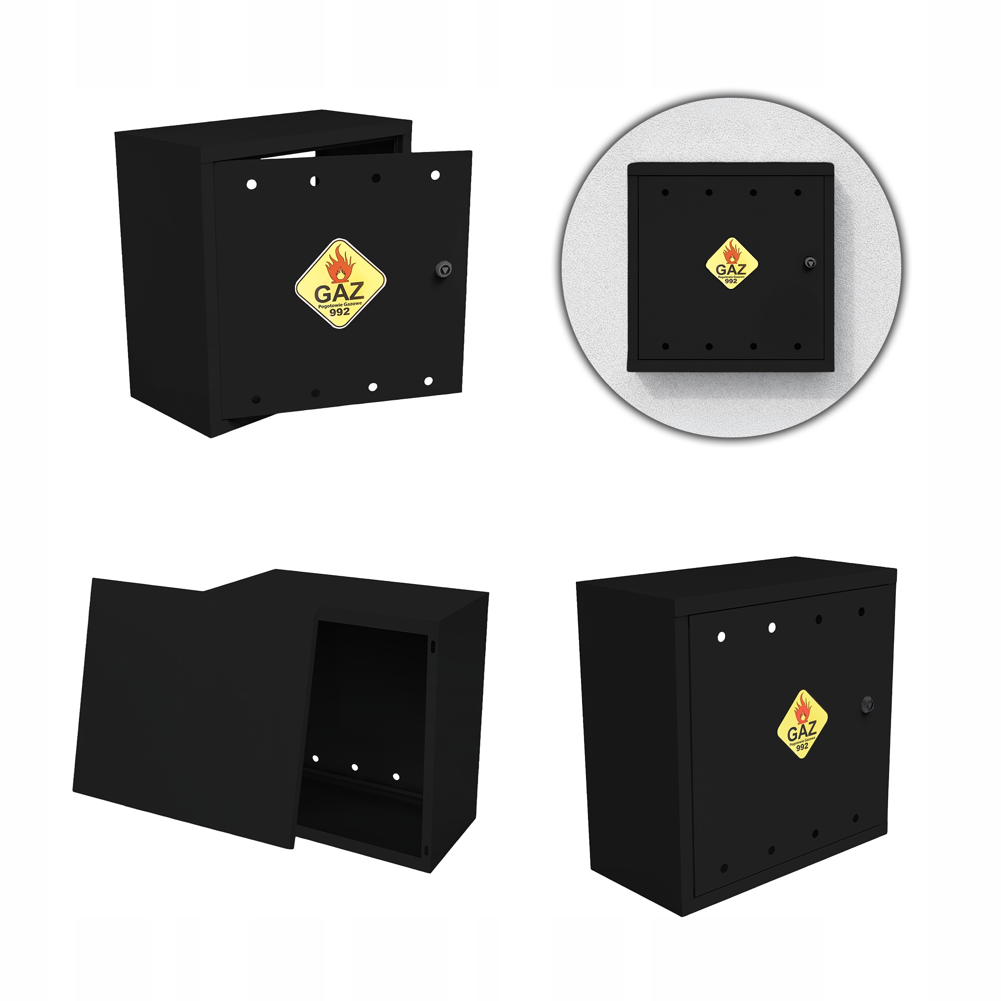 Plynová Skříňka 50x50x25 Černá Skříňka Se Zády Pro Plynový Ventil Ocelová