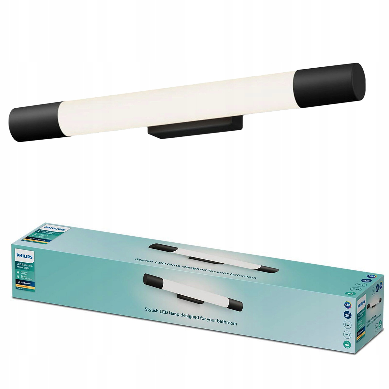 Lampa nad Zrcadlo Led 5W 730lm 2700K 44cm IP44 Černá Rover Philips