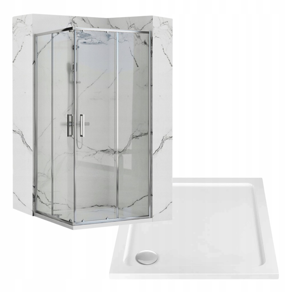 Kabina Prysznicowa Z Brodzikiem 80x80 Chrom Przesuwna Narożna Rea Punto
