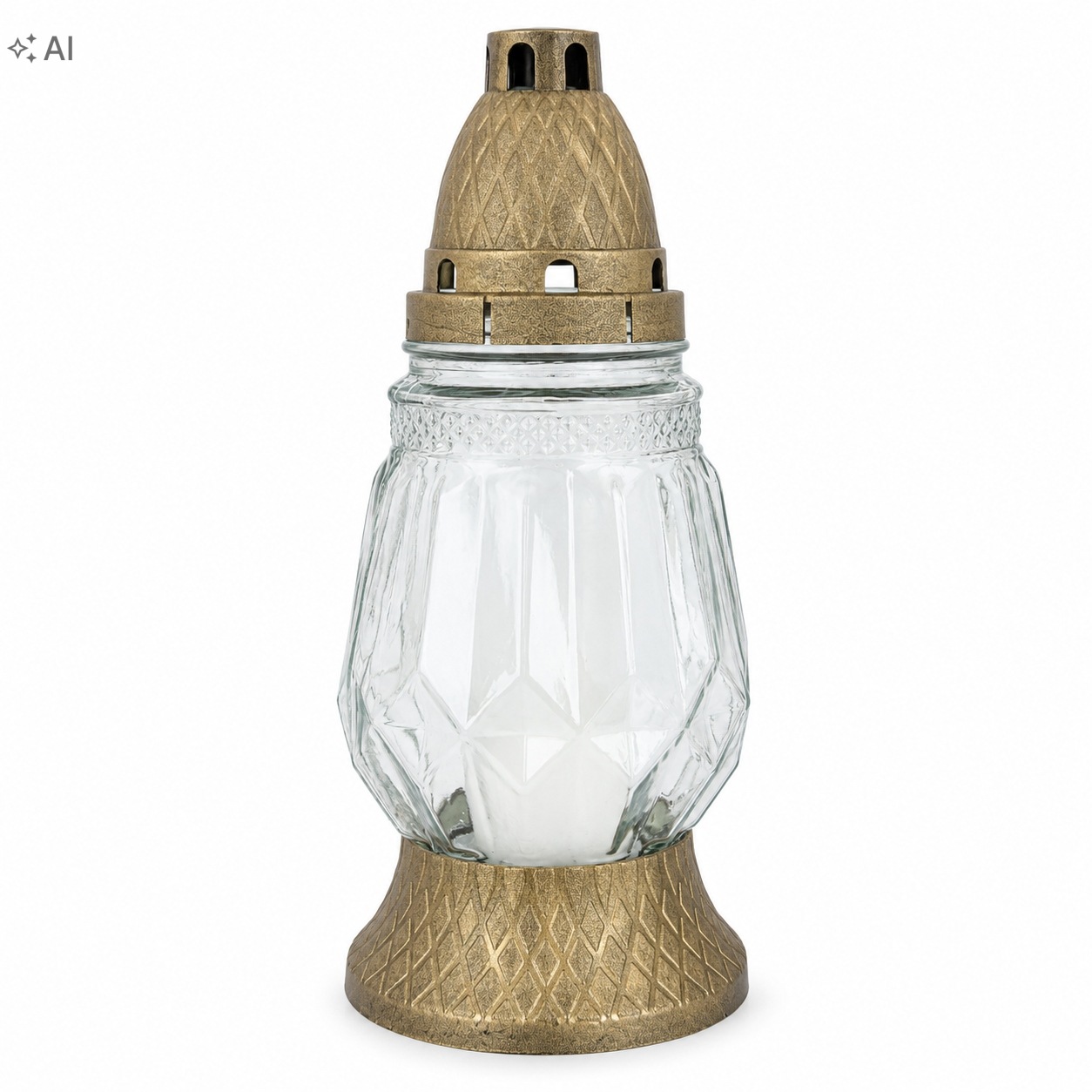 Znicz szklany LA508 25cm, wkład 80g, czas palenia 18h