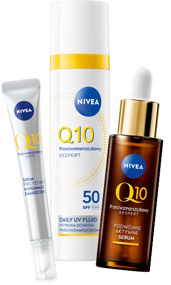 Nivea Q10 Expert Sérum proti vráskám Vyplňovač vrásek Uv Fluid Spf 50