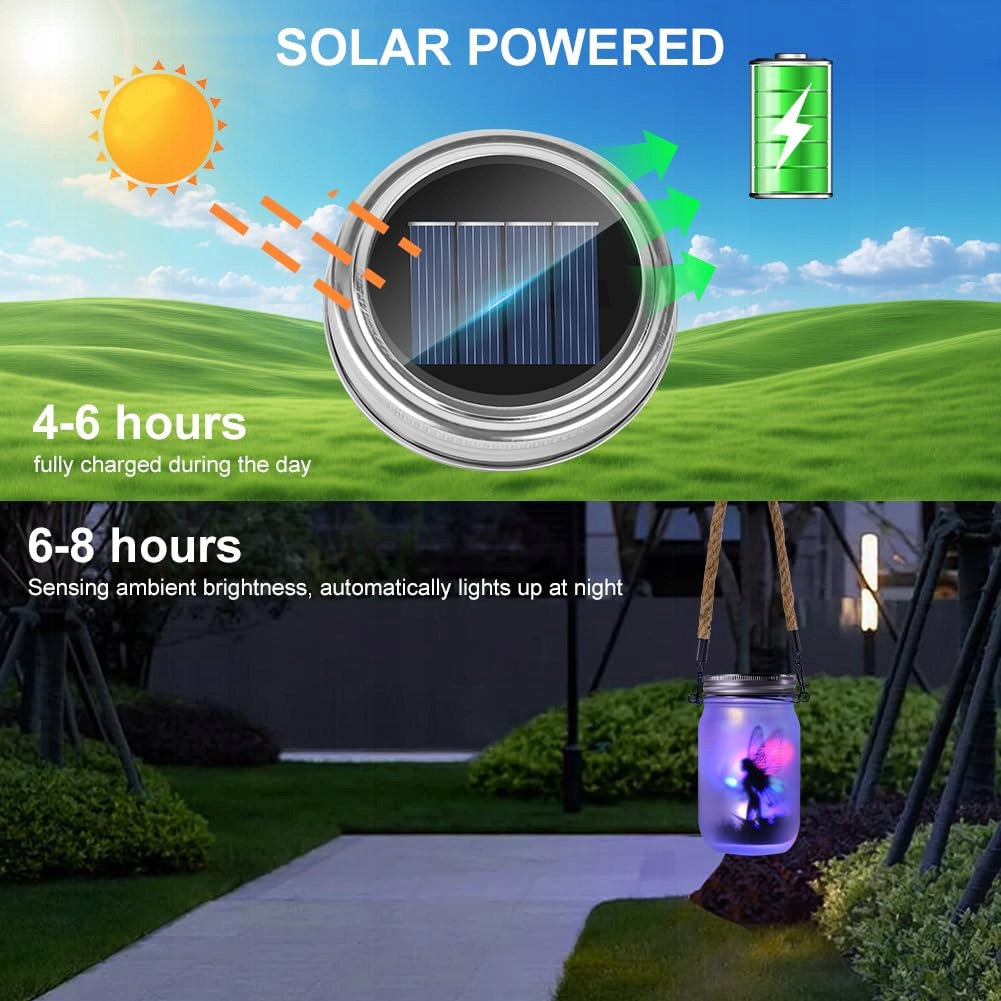 ADIWO Zestaw 3 Sztuki Solarnych Świateł 20 LED 2m Do Ogrodu IP44 — miniatura 3